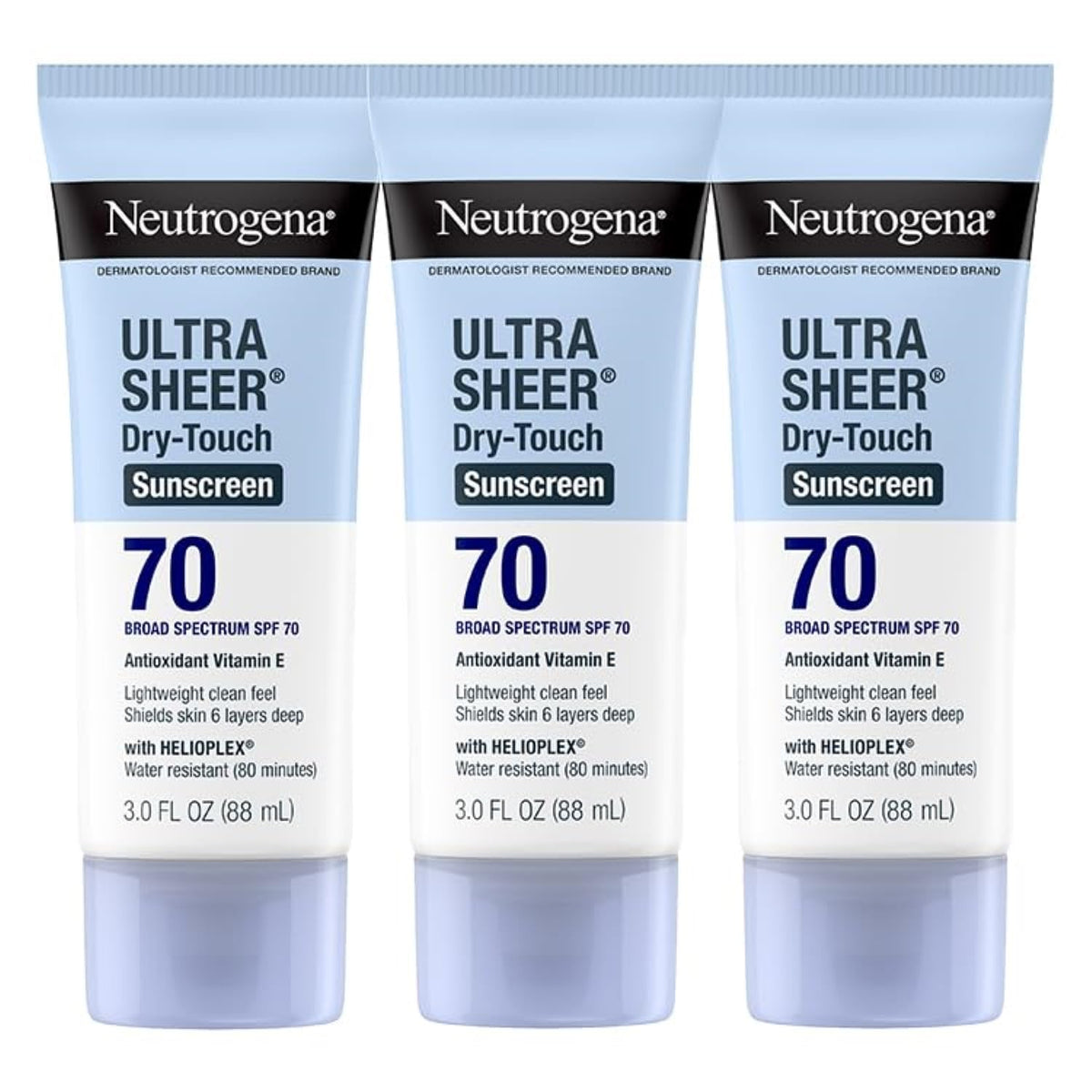 Neutrogena Ultra Sheer Dry-Touch: tubo de 3 oz para protección diaria.
