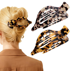 NEW LIVE garras planas francesas con estampado leopardo para fijar el peinado todo el día