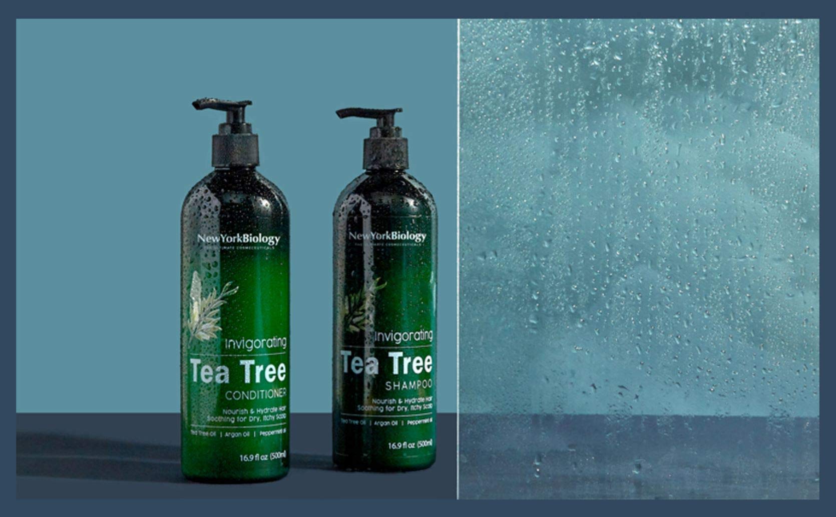 New York Biology Tea Tree Conditioner aplicación suave para peinar y definir.