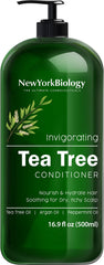 New York Biology Tea Tree Conditioner en botella, hidrata y suaviza el cabello.