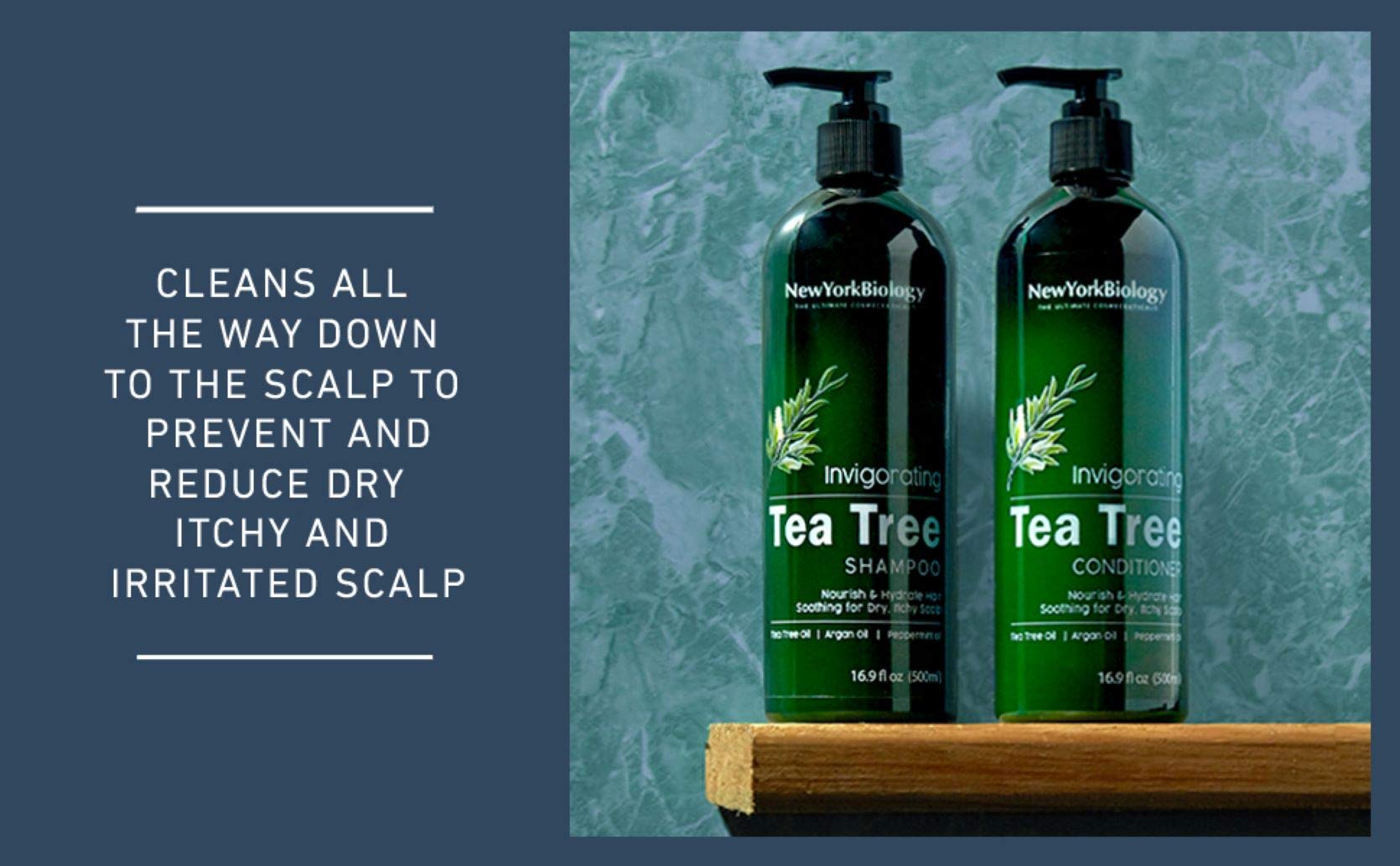 New York Biology Tea Tree Conditioner envase práctico para uso diario.