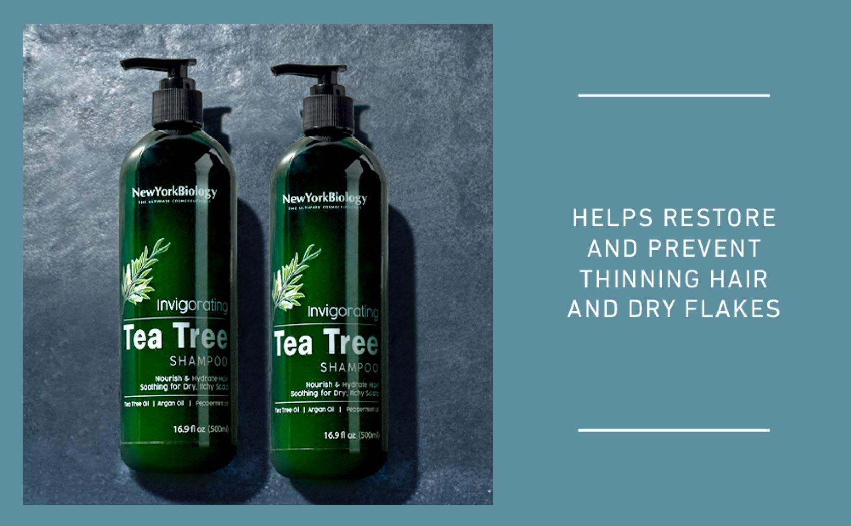 New York Biology Tea Tree Conditioner etiqueta clara que transmite calidad.