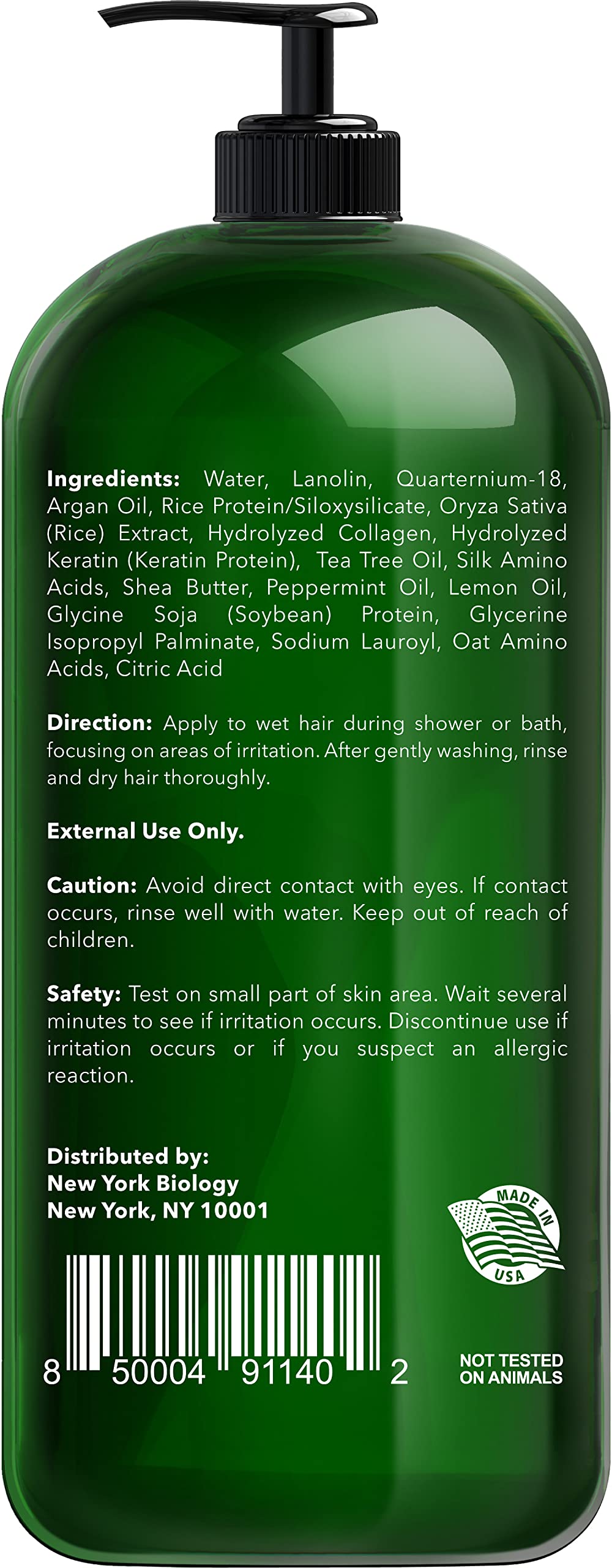 New York Biology Tea Tree Conditioner con ingredientes naturales para cuero cabelludo sensible.