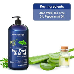 New York Biology Tea Tree Mint Body Wash ingredients – pure tea tree, peppermint, spearmint oils