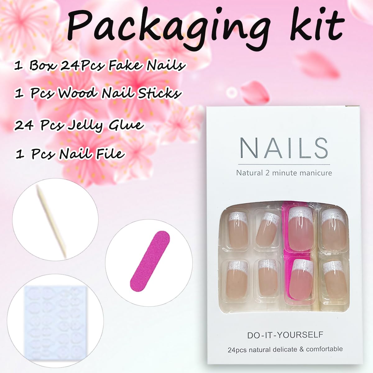 Set NEWSPIED 24 piezas, tallas variadas para todas las uñas.