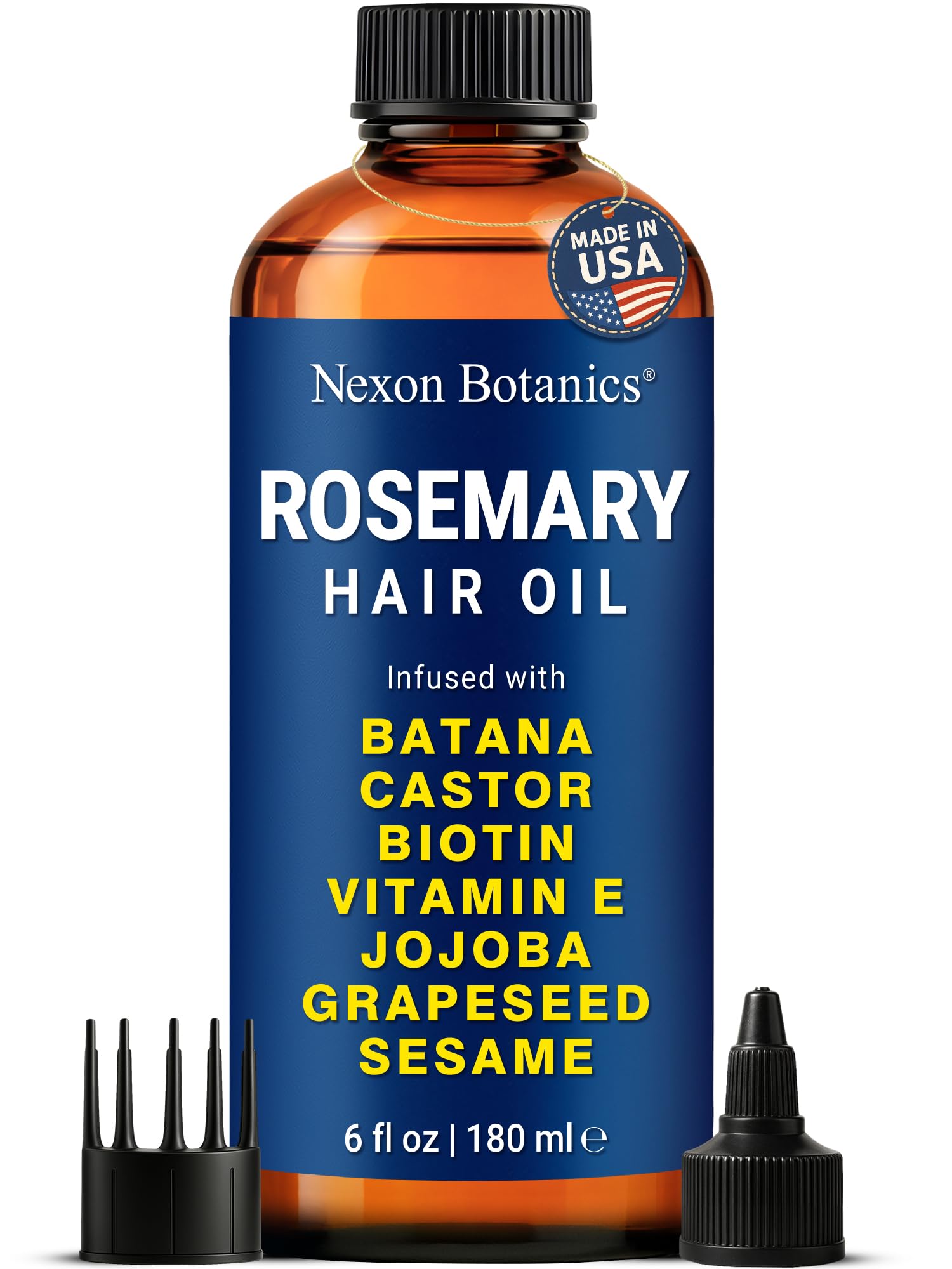 Nexon Botanics Aceite de Romero en botella para nutrir raíces y cabello más saludable.