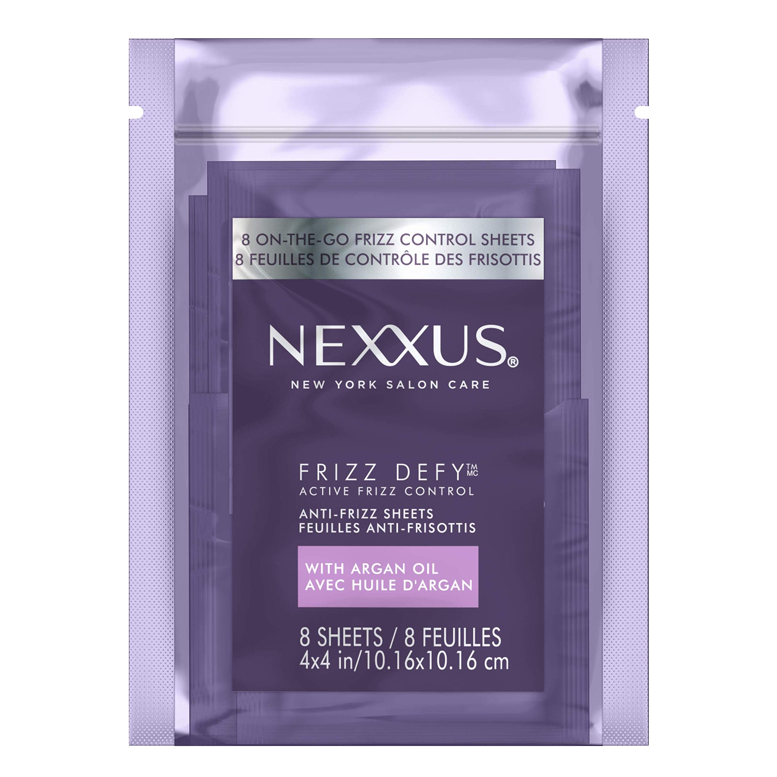 Nexxus Defy antifrizz, hoja en empaque para control rápido del frizz