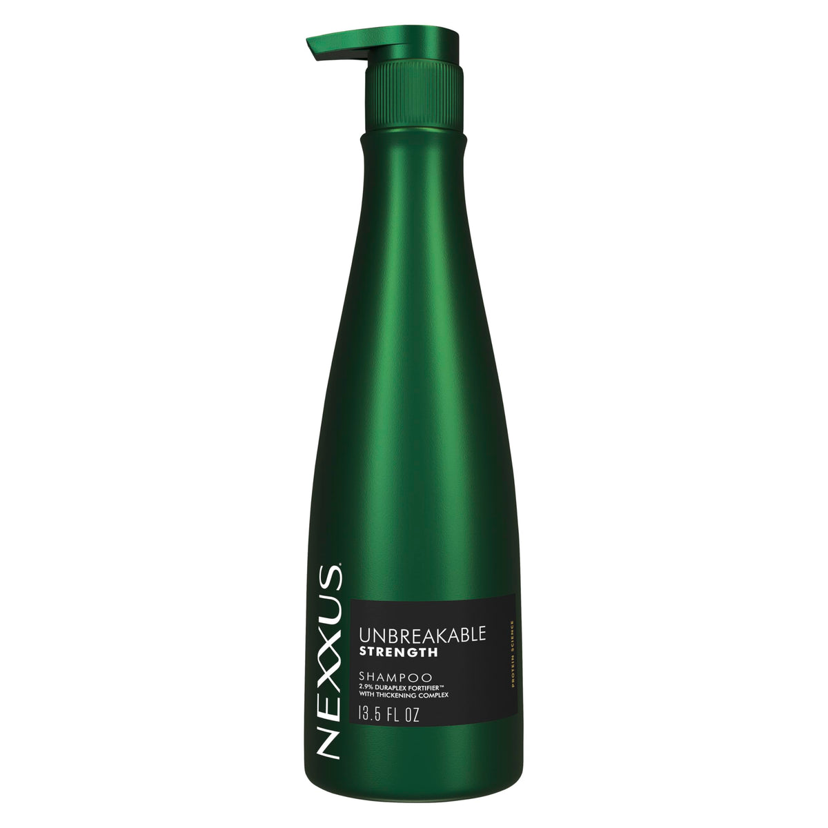 Nexxus Unbreakable Care Shampoo, botella frontal, aporta limpieza suave y volumen ligero.