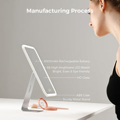 NEZZOE espejo iluminado con soporte ajustable para ángulo cómodo