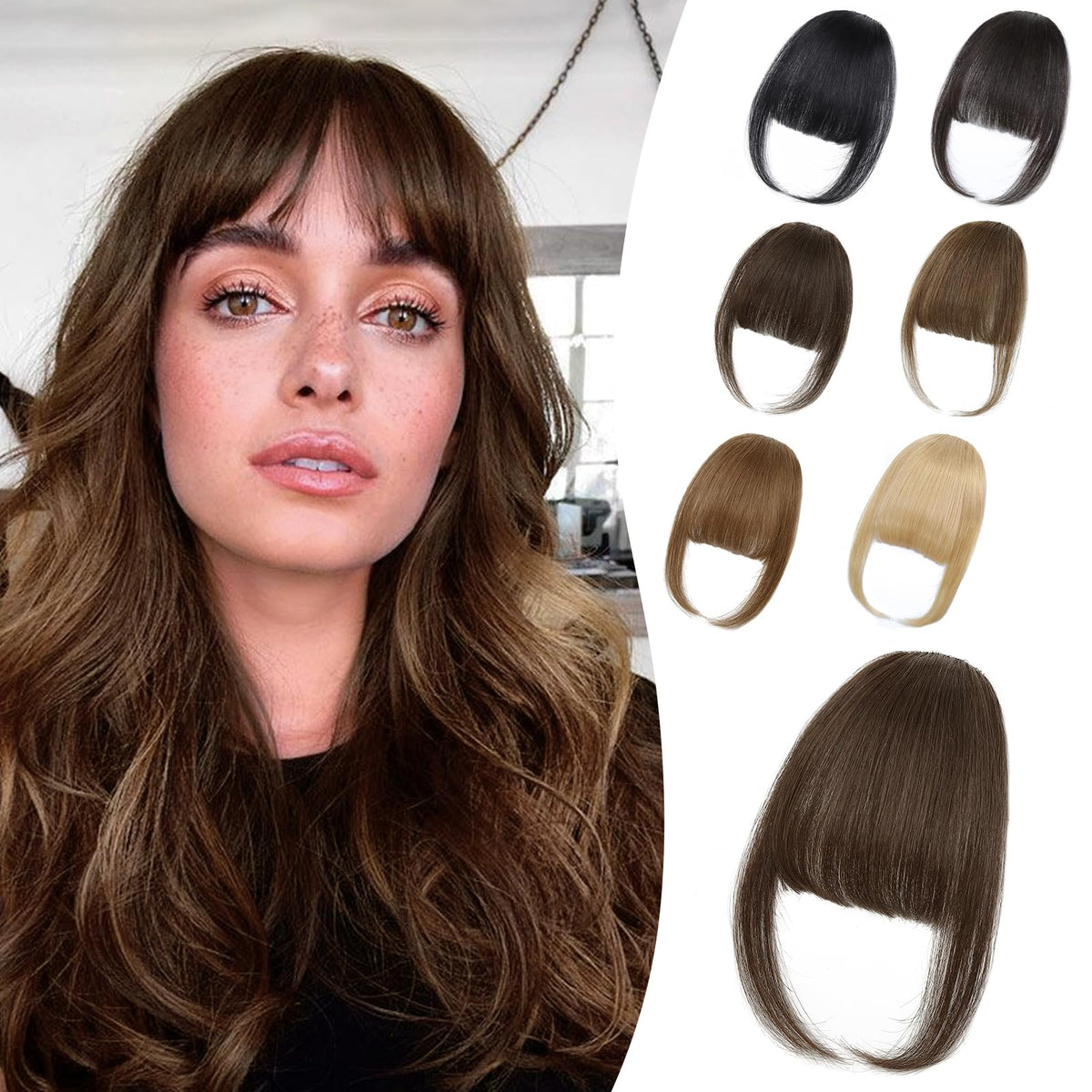 Niceone Hair Flequillo Plumoso, pinza frontal para look natural diario