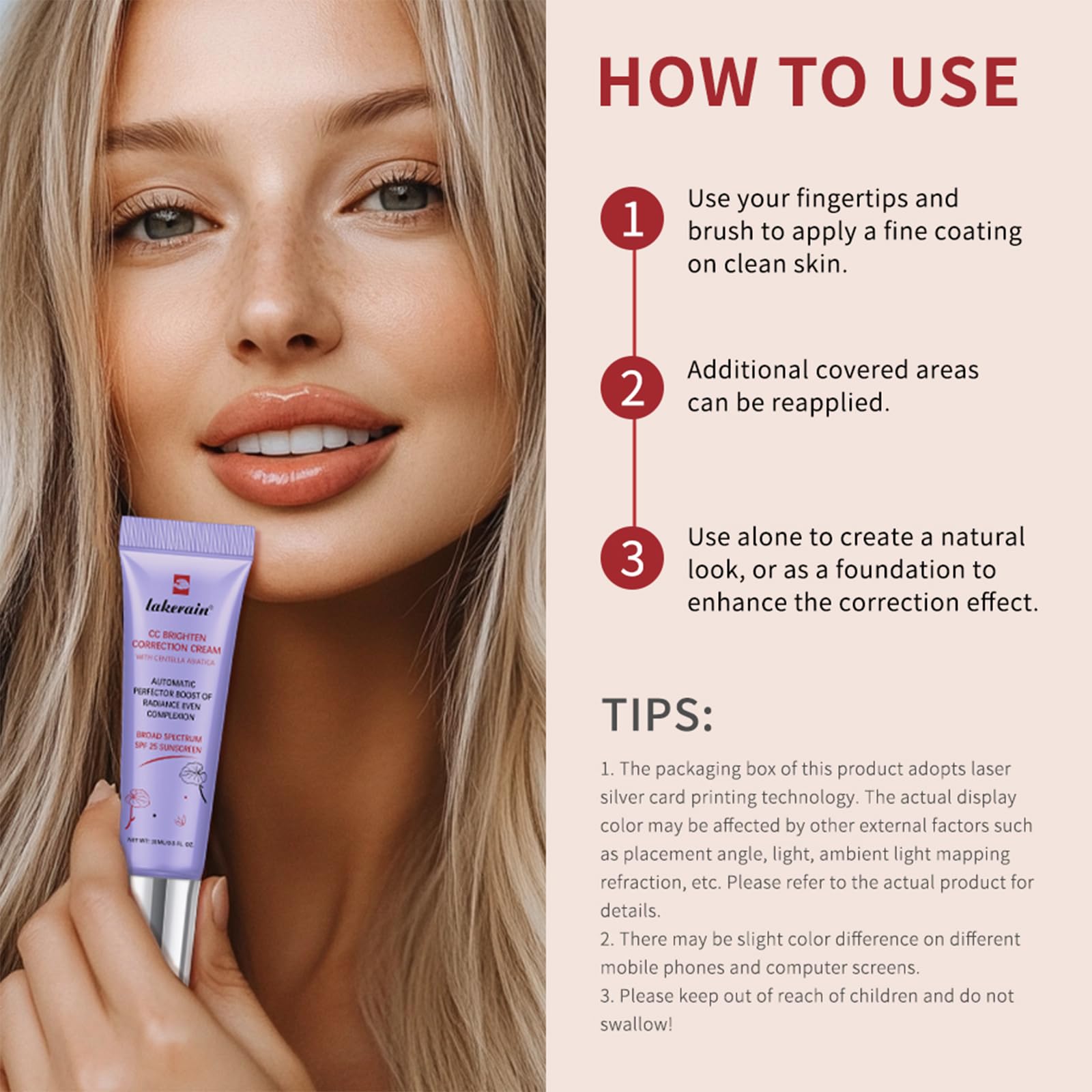 NICEFACE CC Red Corrector crema, uso diario para apariencia fresca.