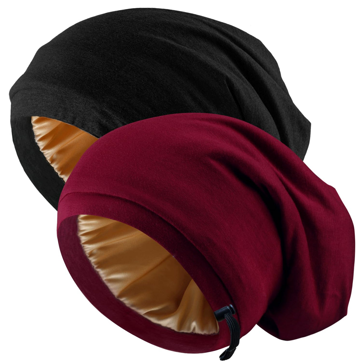 NICPOO bonete satinado para dormir con ajuste, cuida el cabello durante la noche.