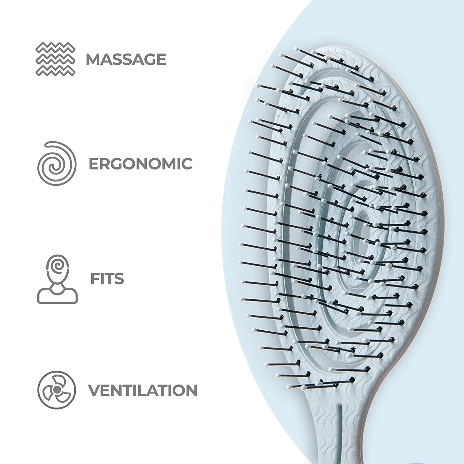Ninabella cepillo desenredante espiral con puntas suaves que protegen el cabello.