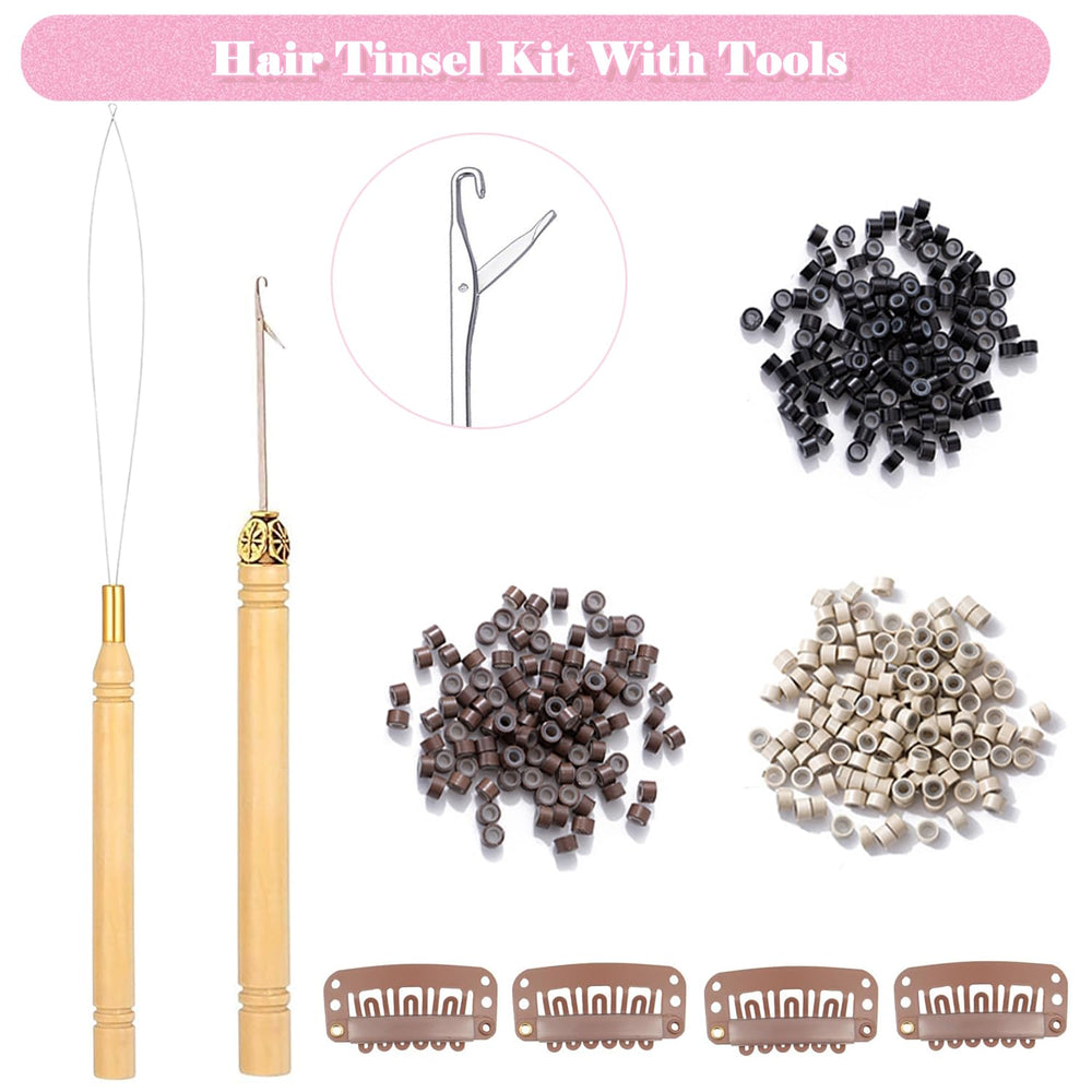 Nineibei Hair Tinsel: cabello 48 pulgadas listo para peinados extendidos