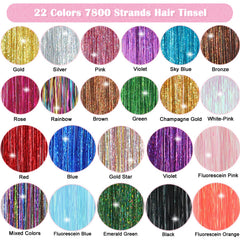 Nineibei Hair Tinsel: 22 colores vibrantes para combinaciones infinitas