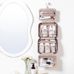 NISHEL interior con 4 compartimentos mejora la organización de cosméticos.