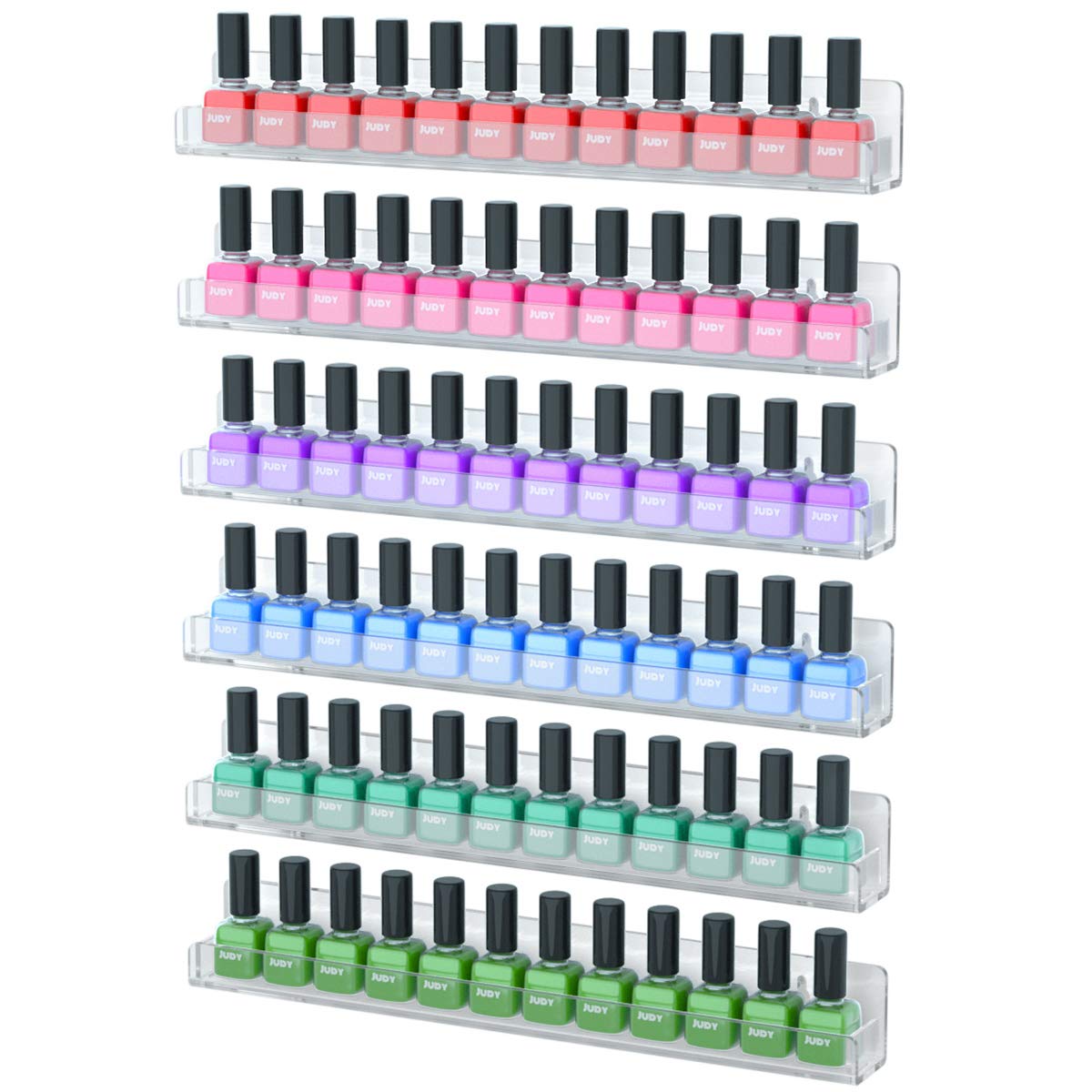 NIUBEE estante acrílico para esmaltes, 6 piezas, organización de pared