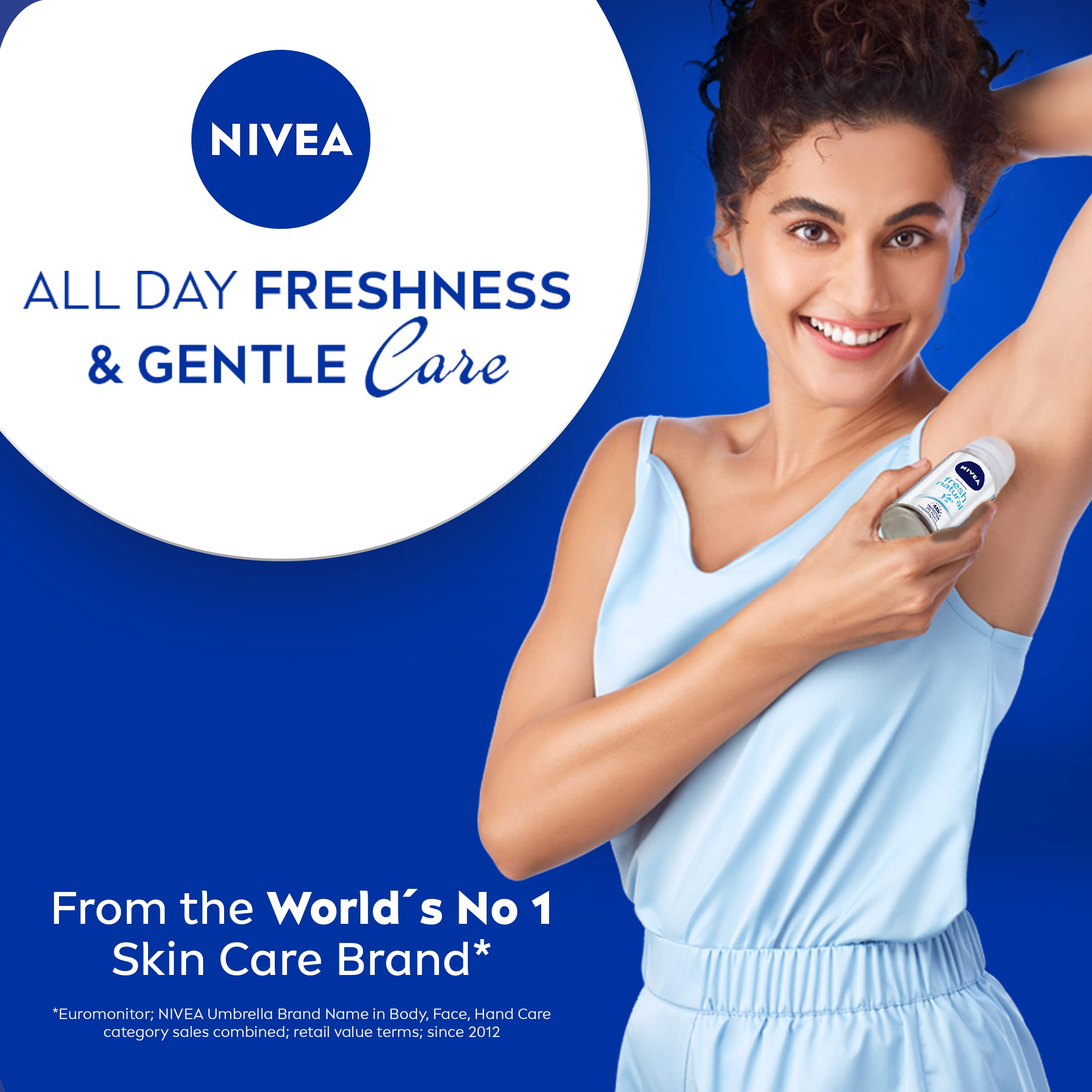 NIVEA Fresh Natural Roll-On, aplicador suave ideal para piel sensible.
