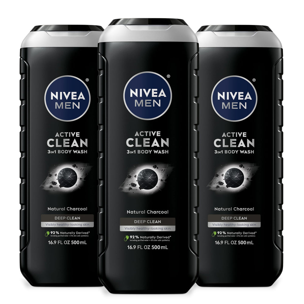 NIVEA MEN botella limpiador con carbón activado para limpieza profunda.
