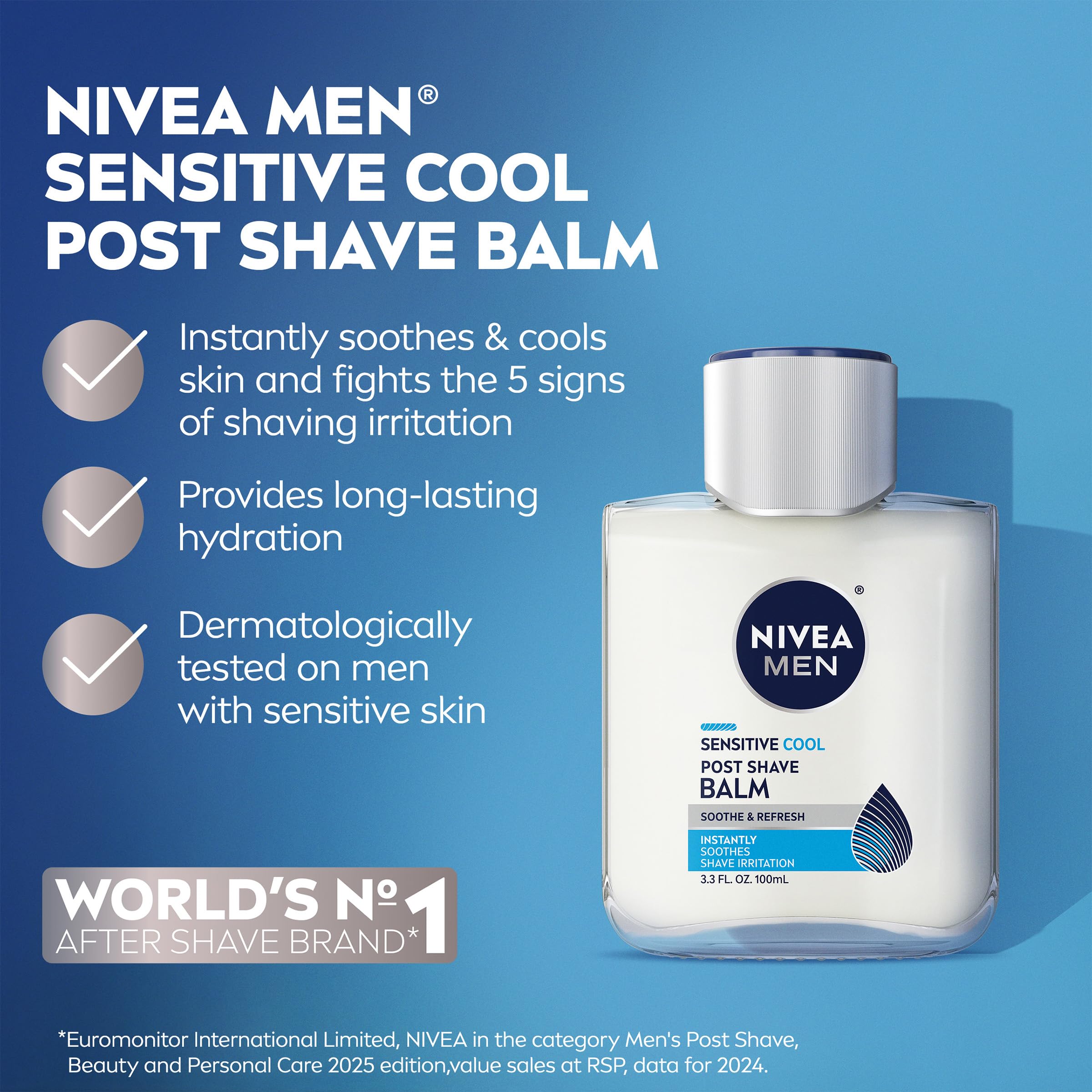 NIVEA MEN Sensitive Cool: extractos de manzanilla y algas para piel suave.