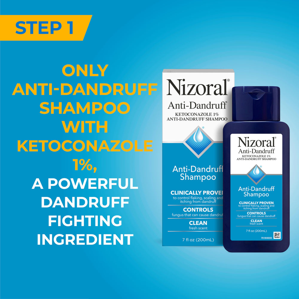 Aplicación de Nizoral Champú con las manos para limpieza suave.