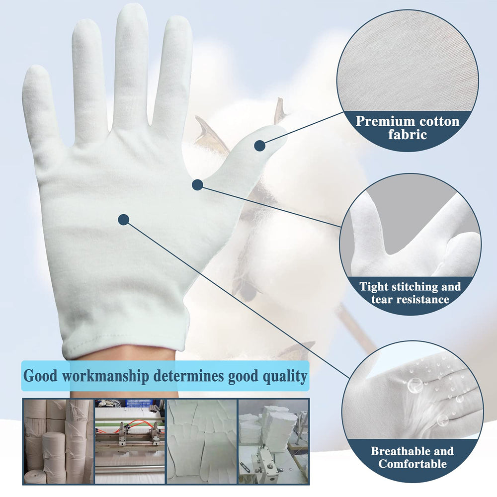 NJDGF guantes de algodón blancos para uso nocturno e hidratación.
