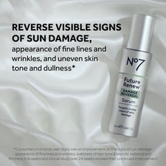 No7 Future Renew, absorción rápida en la piel, ideal para rutina matutina.