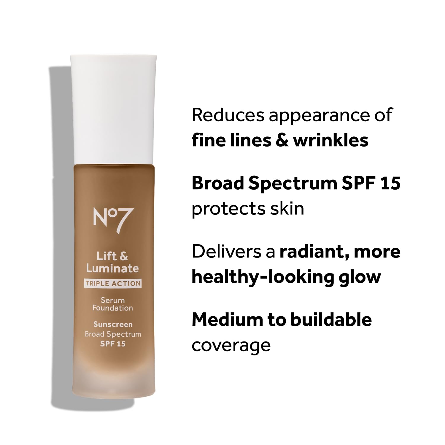 No7 Lift & Luminate aporta brillo y resplandor al rostro.