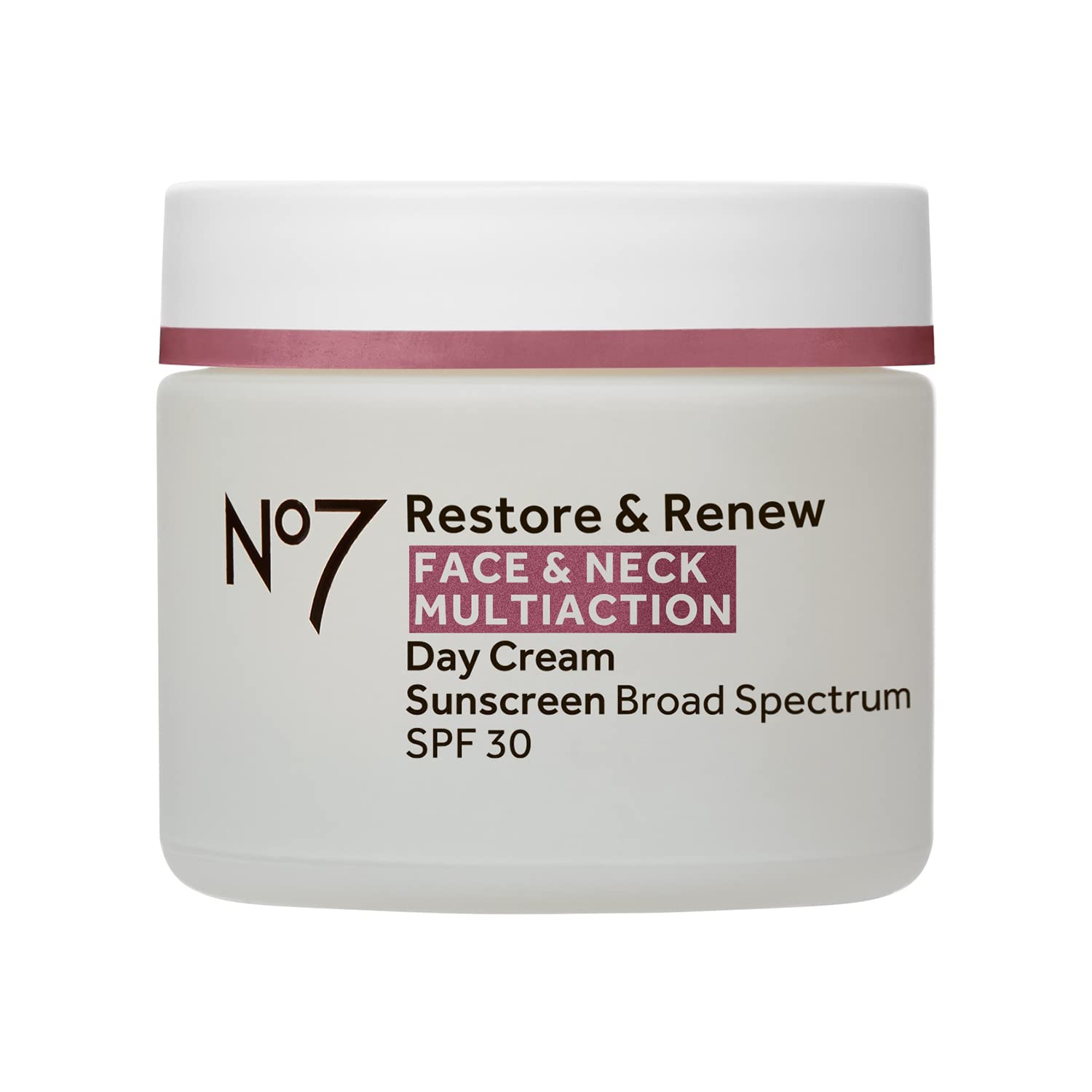 No7 Restore & Renew cream bottle front showing premium packaging and firming action