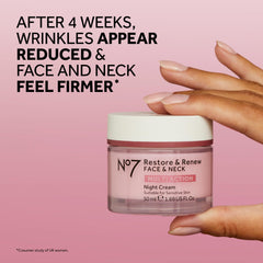 No7 night cream with shea butter ingredient emphasis on deep nourishment.