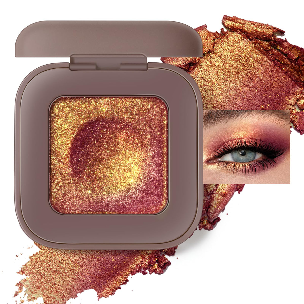 Noerrors Duocromo Bordo Oro paleta en compacto para looks llamativos.