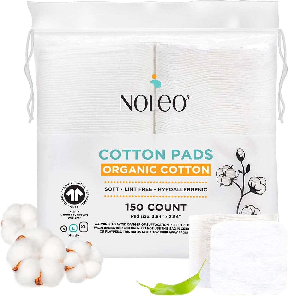 NOLEO discos de algodón grandes para limpieza facial suave
