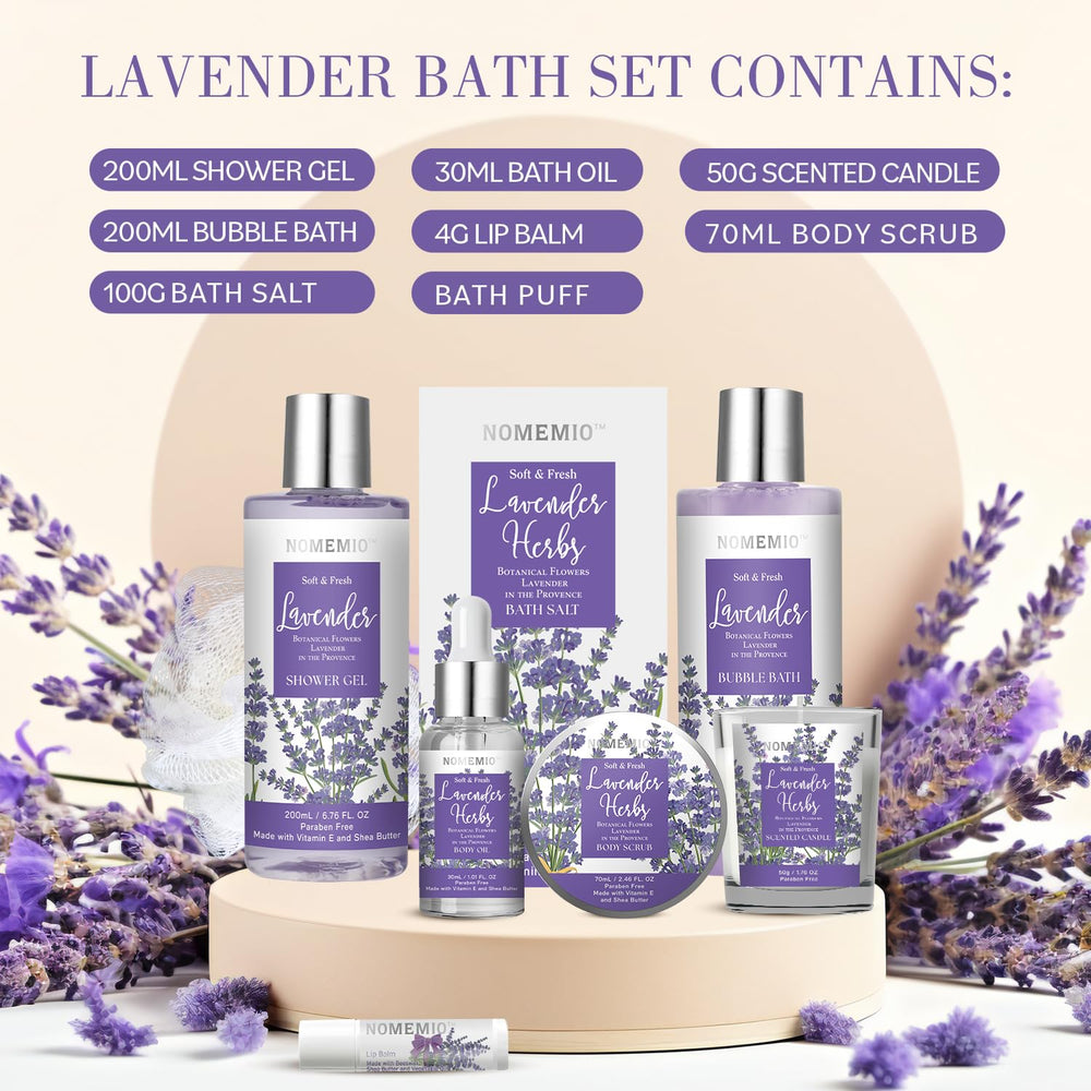 Nomemio baño burbujas lavanda: espuma rica para un baño envolvente.