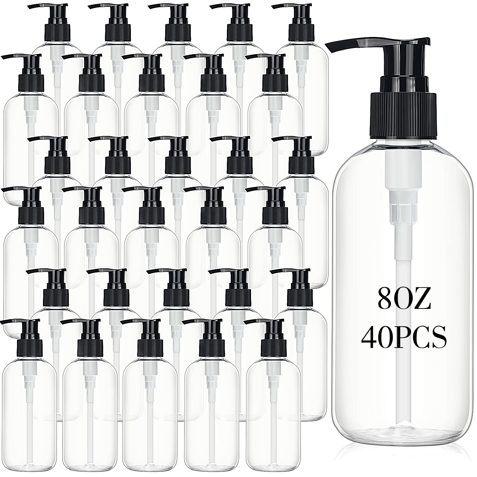 Norme botellas vacías con bomba de 8 oz, transparentes y adecuadas para cosméticos y viaje