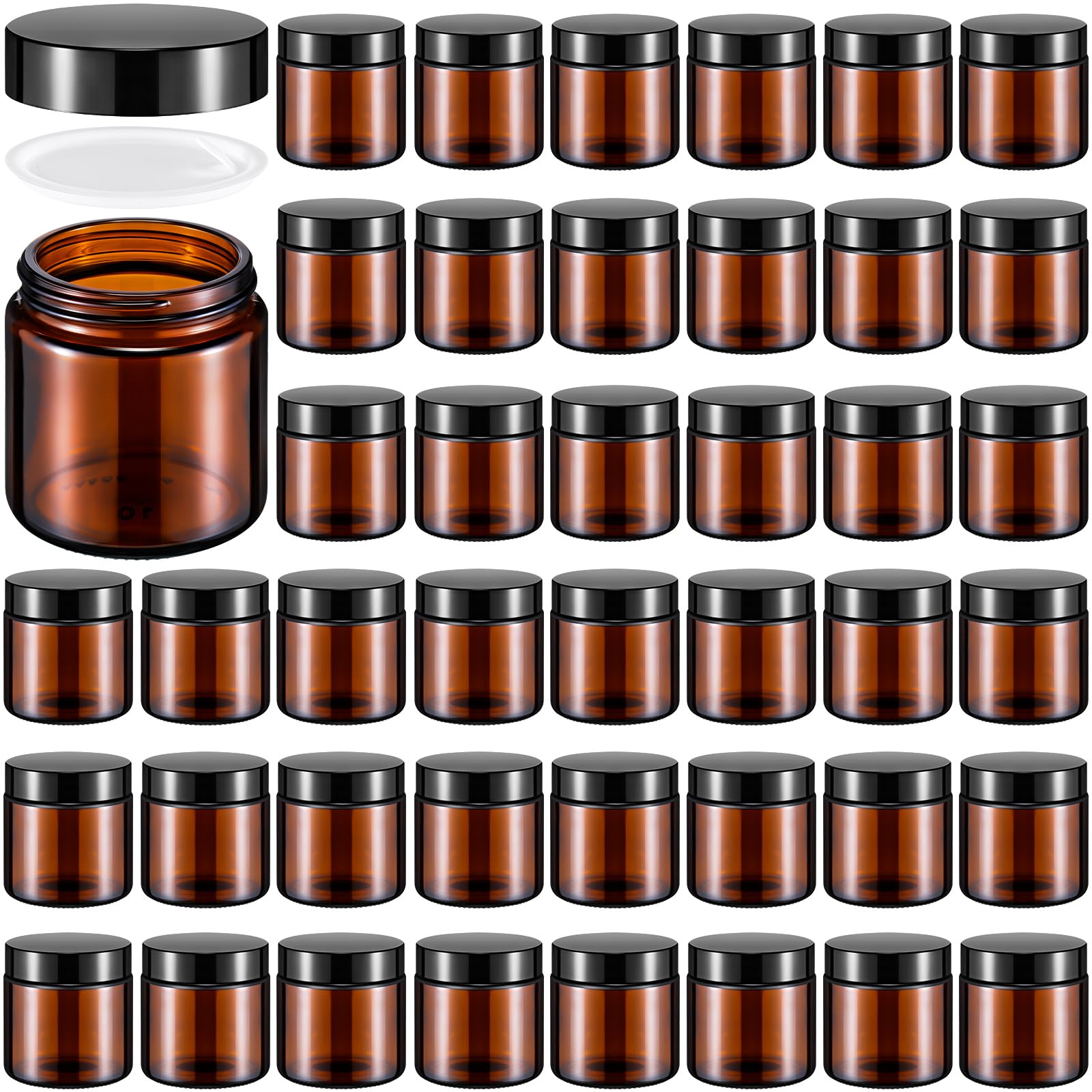 Norme frascos de vidrio 4oz negro con tapa hermética para cosméticos