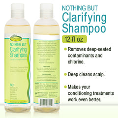 Champú Clarificante Detox de Nothing But, etiqueta informativa, destaca ingredientes sin sulfatos.