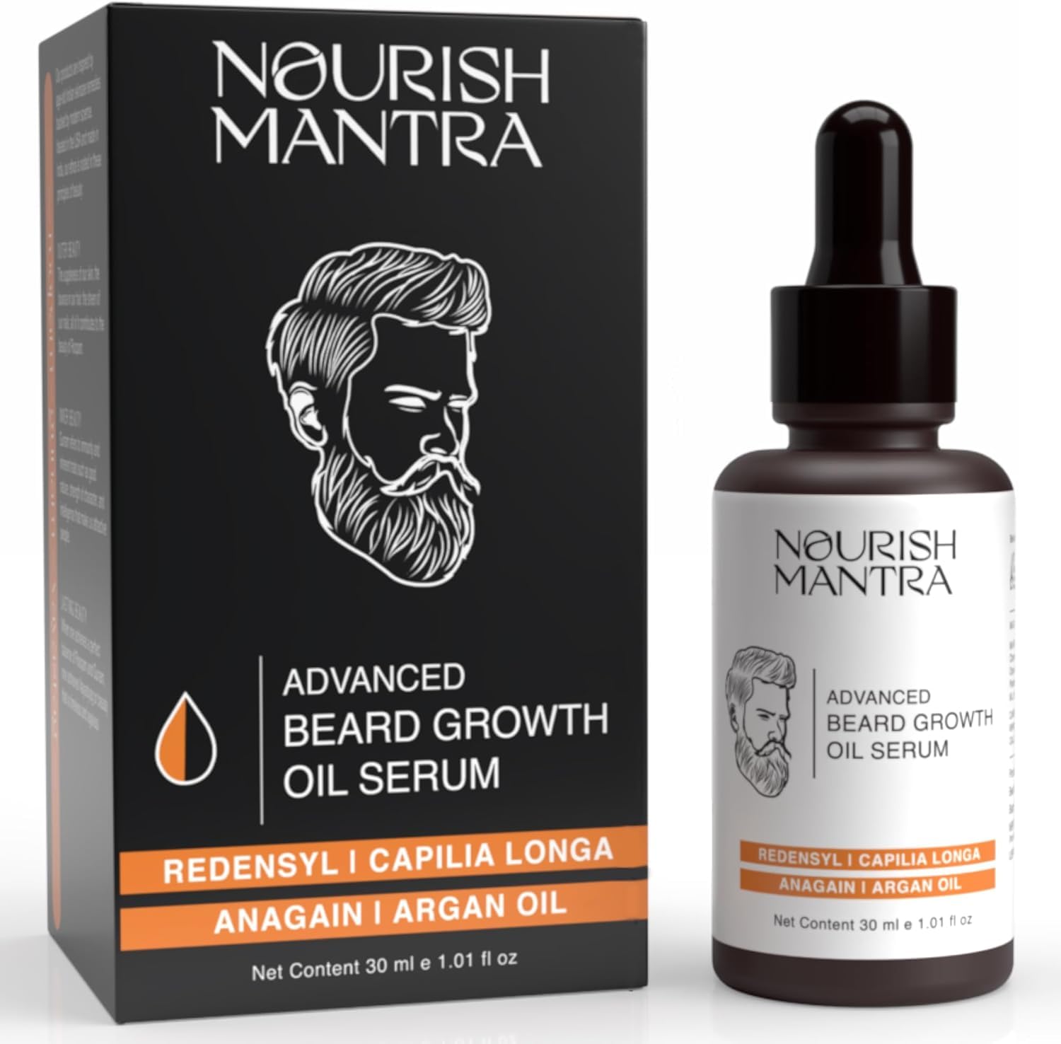 NOURISH MANTRA: aceite-barba-crecimiento balance, posible densidad y barba más llena