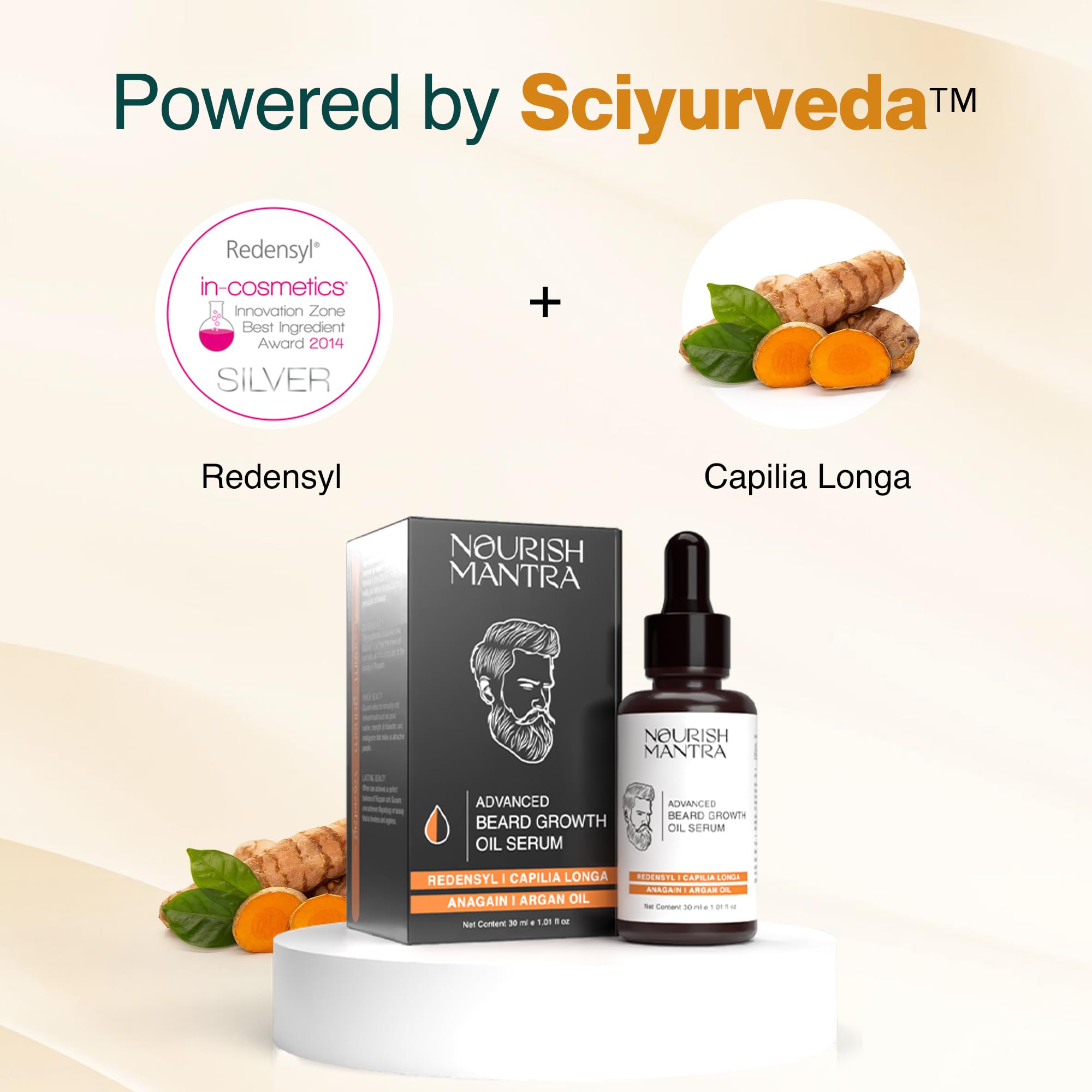 NOURISH MANTRA: bote-aceite-barba-30ml, tamaño práctico para uso diario