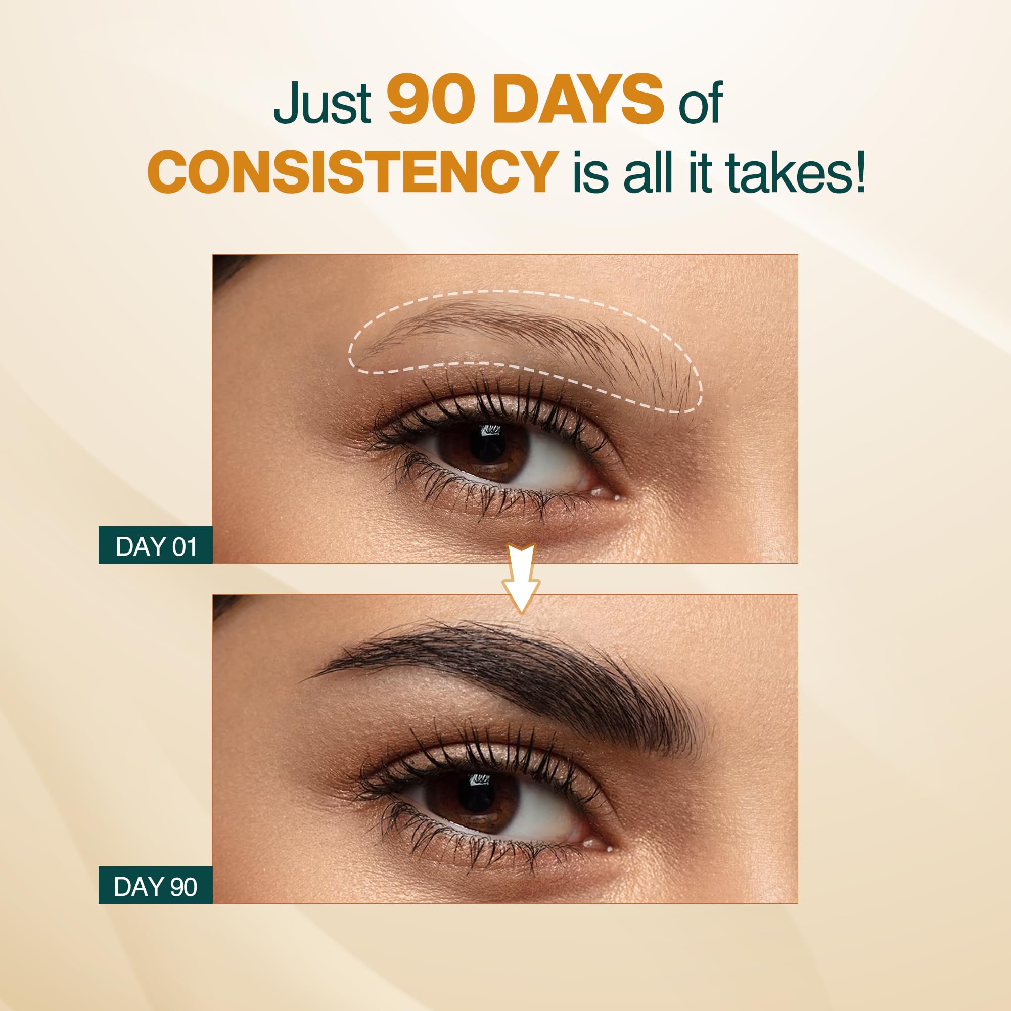 Nourish Mantra: péptidos nutren folículos para cejas más fuertes.