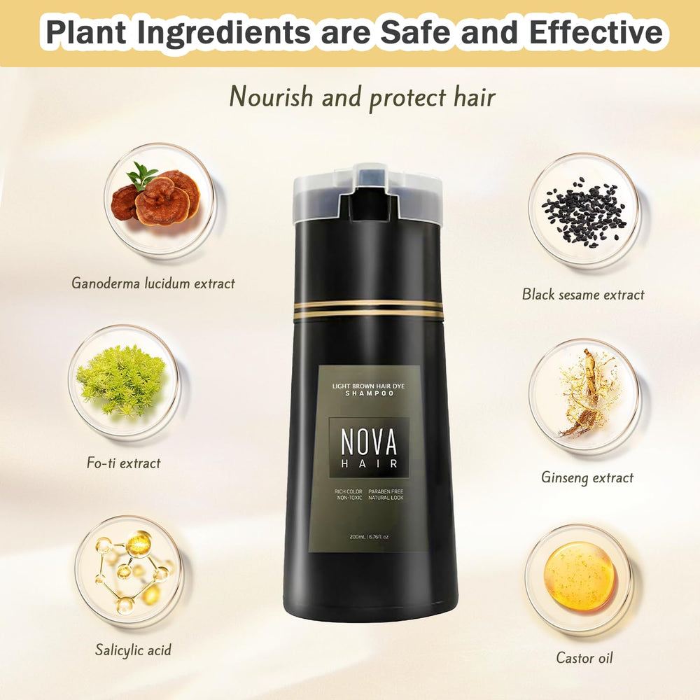 Nova Hair Dye Shampoo easy application with gloves delivers quick, mess-free coloring
