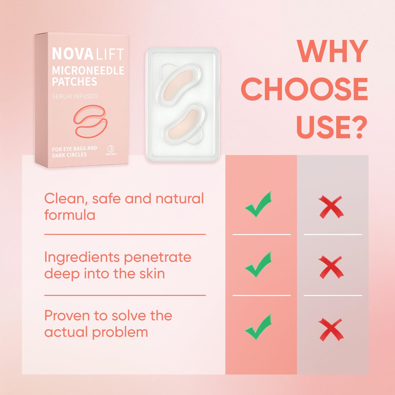 NOVALIFT MicroGlow Eye Patches beneficios antiarrugas y mayor hidratación ocular.