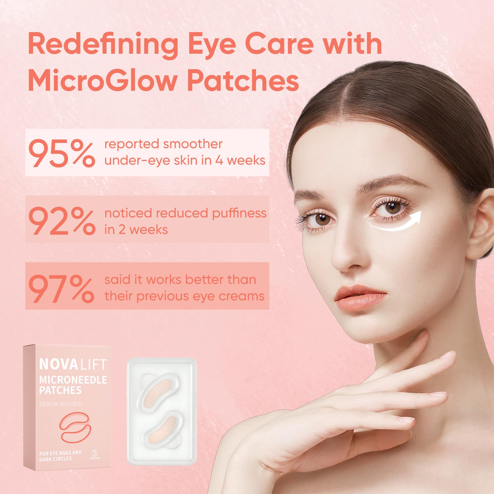 Textura suave del suero en parche NOVALIFT para hidratación ocular.