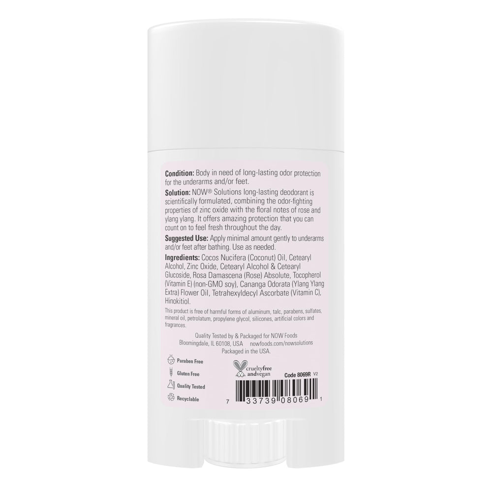 Etiqueta NOW Foods Solutions destaca zinc oxide para neutralizar olores