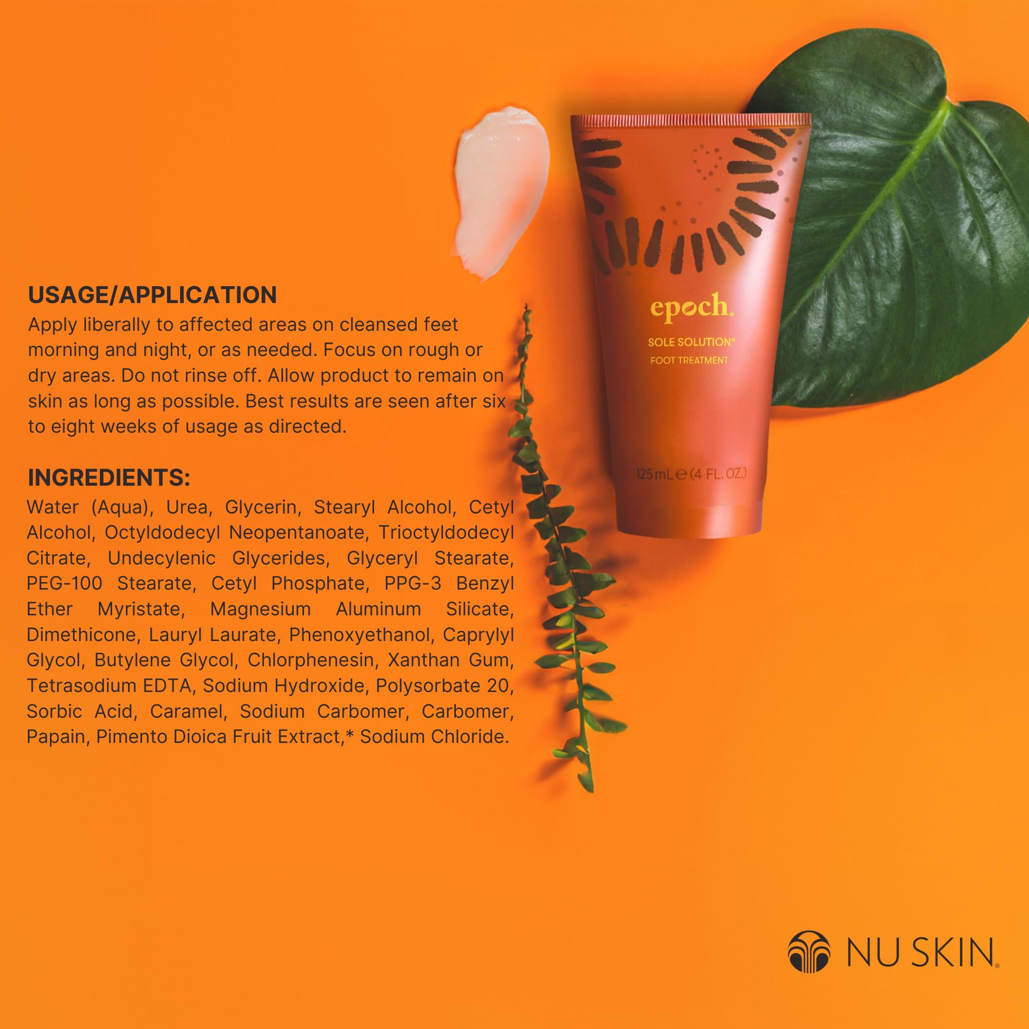Nu Skin Epoch Sole Solution con papaina natural para suavizar piel dura.