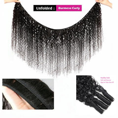 Nufnua Burmese Curly Bundles espiral 22 pulgadas, textura suave