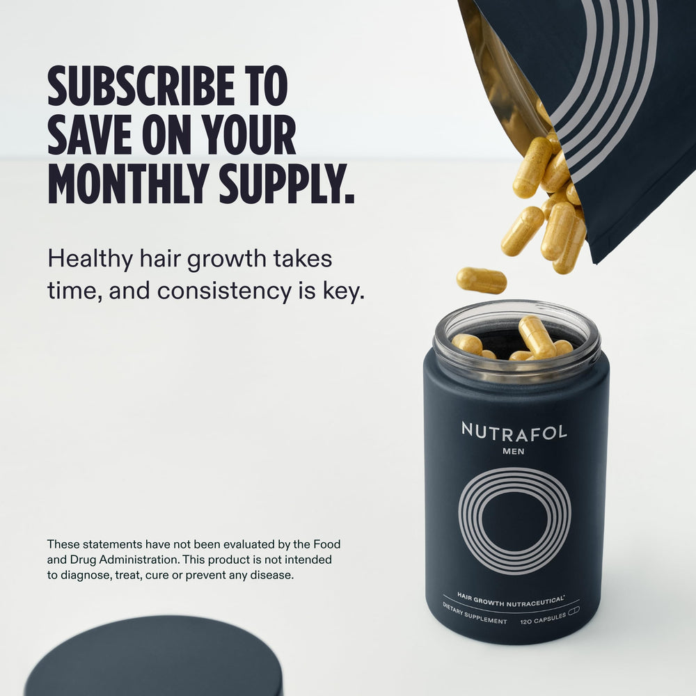 Nutrafol Hombre, recomendado por dermatólogos para el cuidado capilar masculino.
