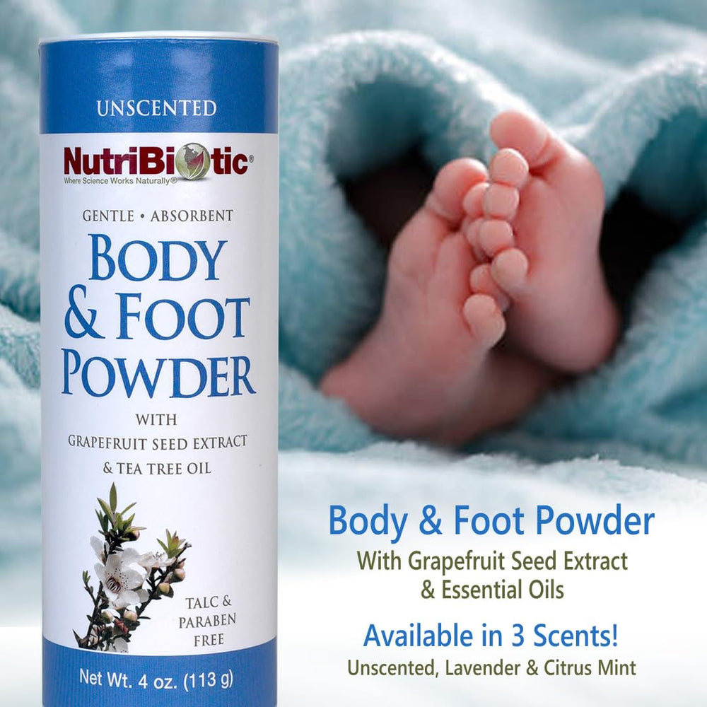 Polvo NutriBiotic con extracto de pomelo para piel suave.