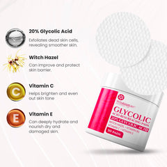 Discos exfoliantes Nuva Botanicals 20% glicólico para textura suave de la piel.