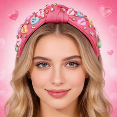 Diadema NVENF Valentine con corazón y cristal rosa, perfecta para regalo.