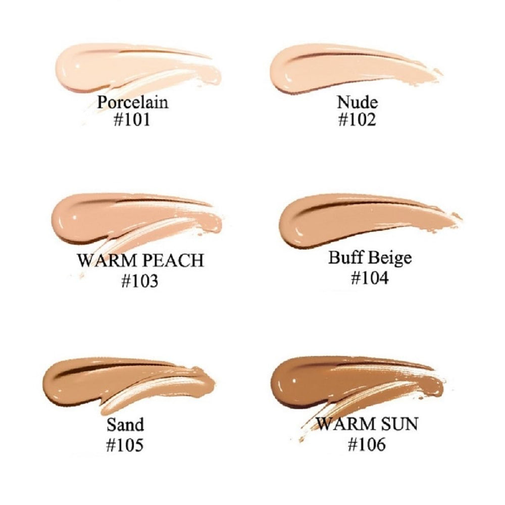 PHOERA Foundation 105 Sand muestra cobertura total para imperfecciones.